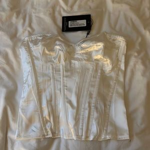 PLT white satin corset